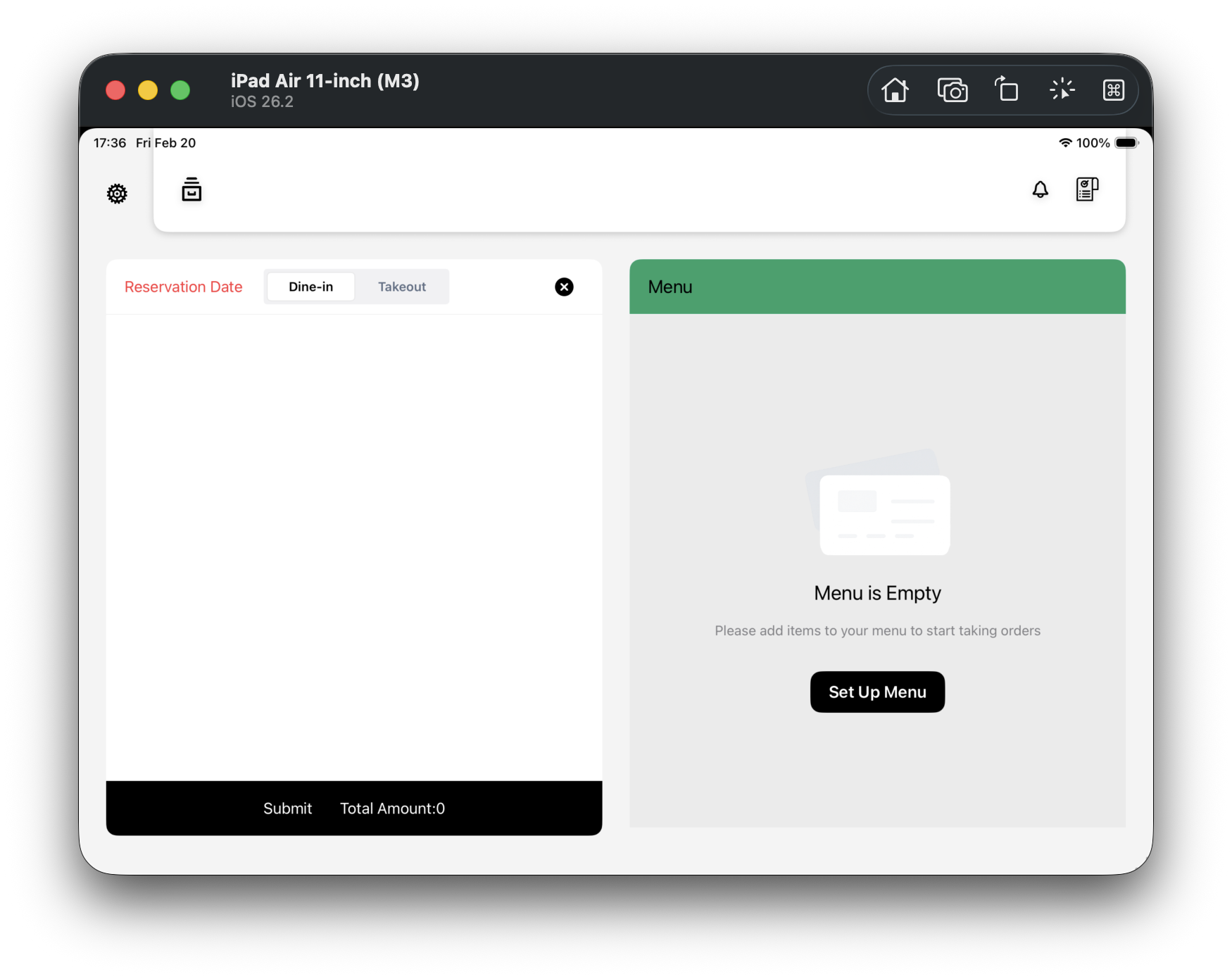 F01 Empty menu entry