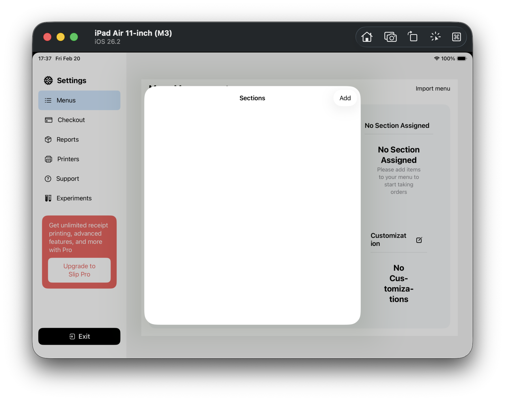 F03 Sections management